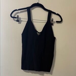 Massimo Dutti Black Knit Camisole Tank Top Sz L NWT